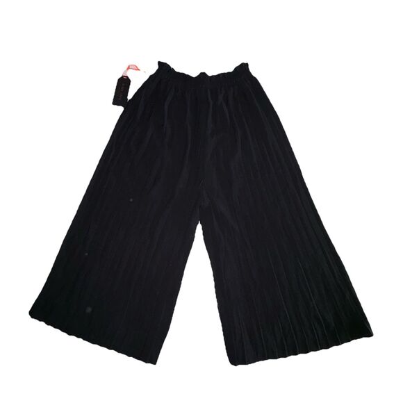 C'est Toi Black Pleated Wide Leg Culotte Pants High Rise Elastic Waist Small NWT - Picture 6 of 9